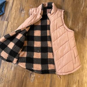 Pink and gray checker vest